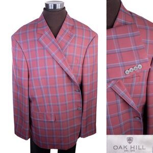 Oak Hill Blazer Mens 3XLT Windowpane Two Button Sport Coat Big Tall 54L 56L